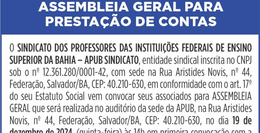 Assembleia Prestação de Contas