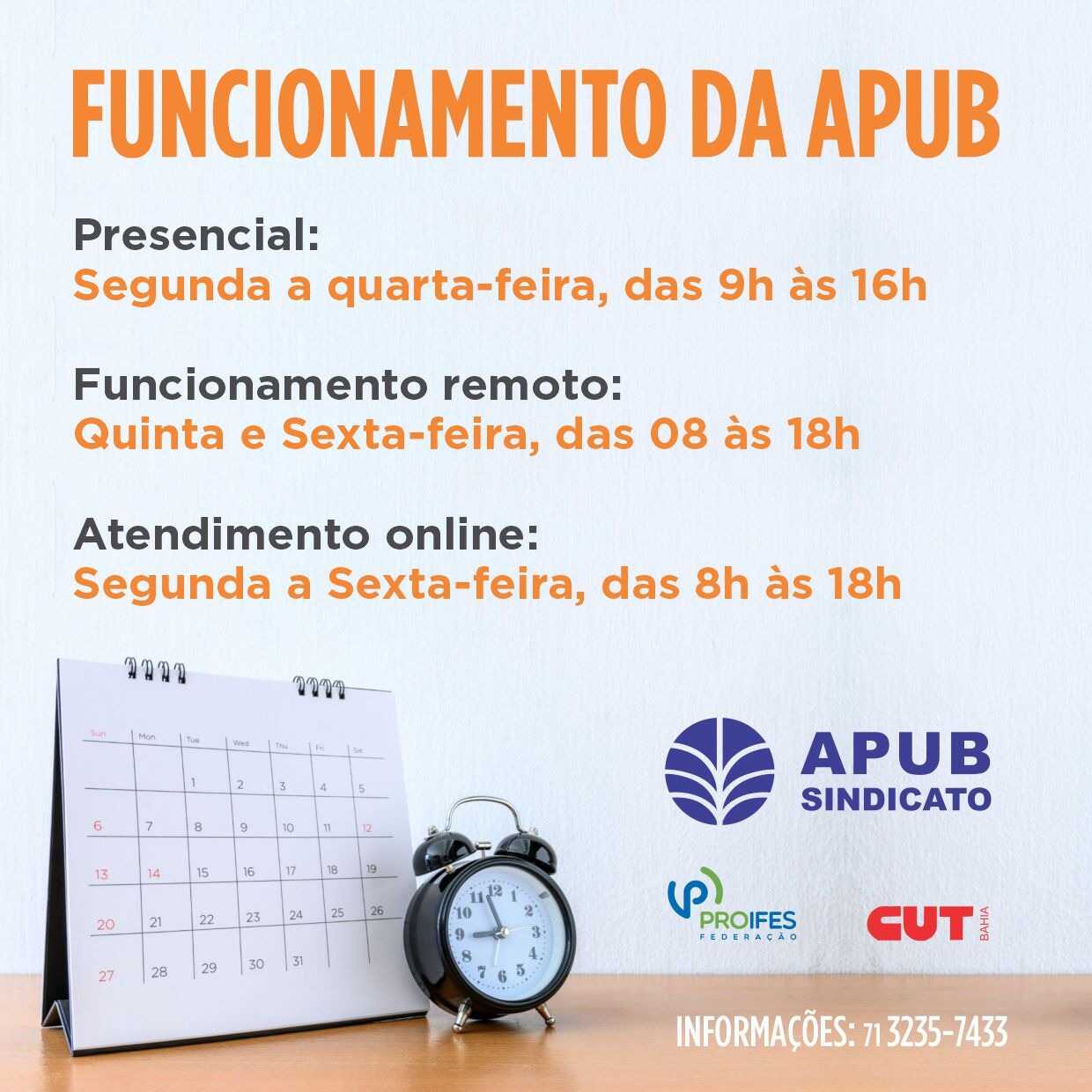 APUB retoma atendimento presencial (mas em alguns dias da semana)